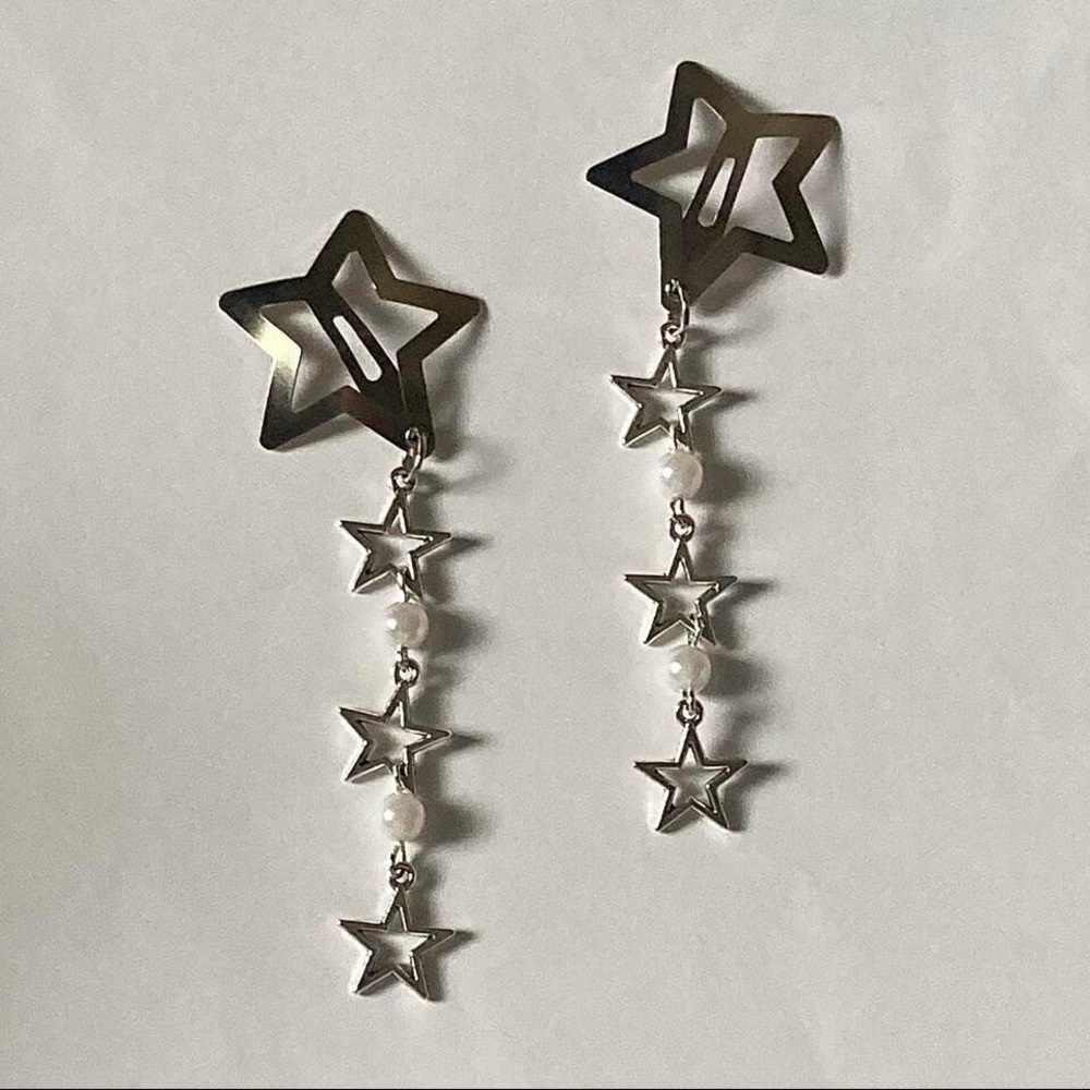 Handmade beaded star hair clips